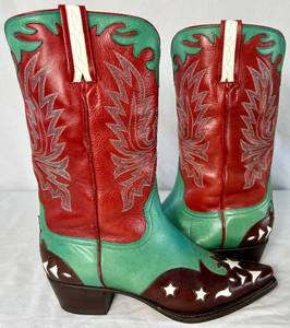 lot 47 image: Charlie Horse Teal, Red and Brown Cowgirl Boots Size 8B
