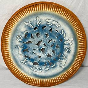 lot 86 image: Walk of Life Terra Cotta PlatterWall Hanging 17.5 Round