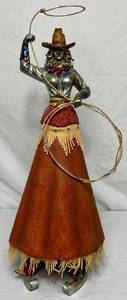 lot 27 image: Metal 26 Cowgirl with Lasso Figurine