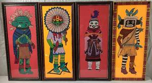 lot 106 image: Hopi Kachina Art Painting - 4 pieces