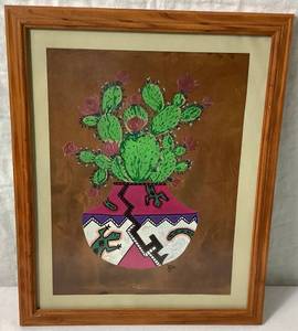 lot 110 image: Cactus in Pottery Art Painting by Lona Jensen