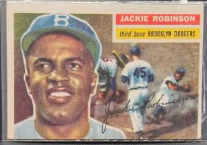 lot 3 image: 1956 Topps Jackie Robinson Baseball Card #30