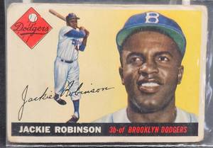 lot 4 image: 1955 Jackie Robinson Baseball Card #50