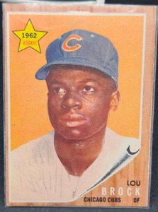 lot 8 image: 1962 Lou Brock Rookie Baseball Card Topps #387
