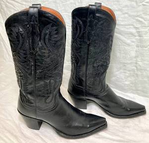 lot 65 image: Dan Post Womens Black Leather Western Boots Size 8.5 Med