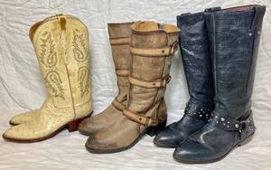lot 72 image: Lucky Brand Black Boots, Nurture and Lucchese Classics Cowboy Boots