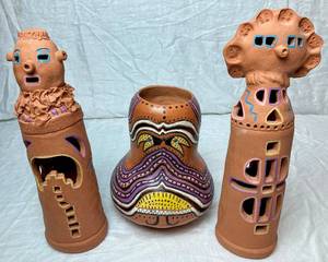 lot 94 image: Terracotta Kachina Doll Luminarias and Southwestern Terracotta Vessel