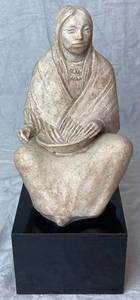 lot 135 image: Austin Productions 1998 Sculpture Native American Woman Sitting on Black Pedestal