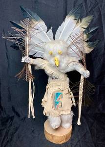 lot 140 image: Great Horned Owl Kachina Doll Navajo Signed by Lisa Charley