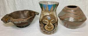 lot 165 image: Collection of Pottery Pieces in warm browns & bronze