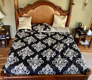 lot 185 image: King Poster Bed with Leather Back Headboard, Footboard and Sides