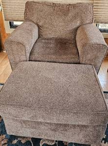 lot 193 image: Cornell Cocoa Brown Oversized Arm Chair and Matching Ottoman