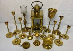lot 177 image: Brass Candle Holder and Lantern Collection