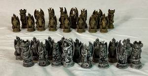 lot 207 image: Kingdom of the Dragon Chess Pieces (No Board)