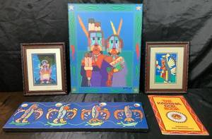 lot 58 image: Kachina Collection - Framed Artwork and Kachina Doll Book
