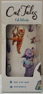 lot 9 image:  NEW Cat Tales - Feeding Bowl Set - (2) Bowls & Mat Set