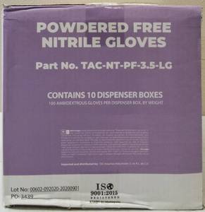 lot 11 image: GLOBAL SOLUTIONS TAC BRAND- POWDER Free Nitrile Gloves (10 Boxes) SIZE LG
