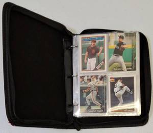 lot 27 image: Random Assortment of Baseball Cards Inside a Baseball League Binder  3 Bonus Cards