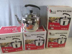 lot 172 image: (BR3) 4 Stainless Steel Tea Kettles...
