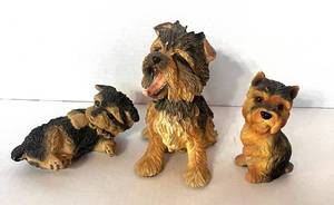 lot 95 image: Set of 3 Resin Yorkie Figurines