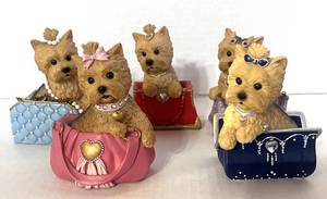 Set of 6 Yorkie Posh Puppies Figurines Diva Dog Collection