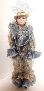 lot 136 image: Porcelain Harlequin Style Doll