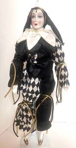 lot 137 image: Porcelain Harlequin Jester Doll