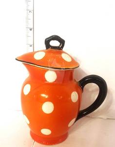lot 12 image: Antique Japan Creamer with Lid Polk-a-Dot