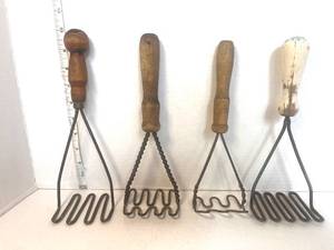 lot 37 image: 4 Vintage  Potato Mashers Twisted Metal
