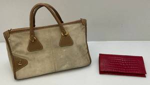 lot 41 image: Vintage Pierre Cardin Paris New York Handbag 14 L x 9H x 7 W & Gimaria Gaspare Red Clutch 4 12 x 8