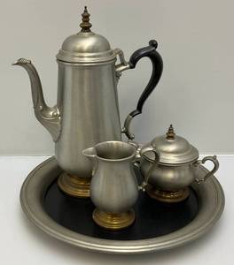 lot 78 image: Vintage Pewter Tea Set