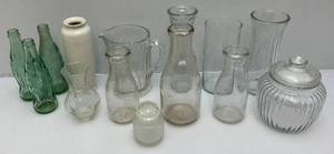 lot 80 image: Misc, Household Glass Items Including Coca- Cola, Milk Bottles & More