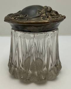 Antique Heavy Glass Art Nouveau Cigar/Tobacco Humidor Jar 1900's