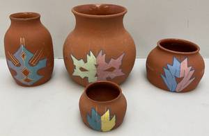 lot 96 image: Misc. Genuine Native American Indian Made Clay Pots (One Has Small Chip On Rim)