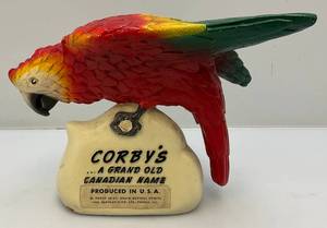 Antique1950's  CORBY'S Whiskey Parrot Chalkware Advertisement Piece 11" W x 8 1/2" H