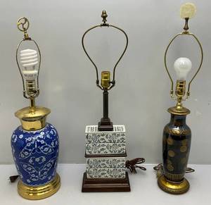 lot 141 image: Misc. Oriental Vase Lamps & More