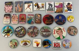 lot 156 image: Misc. Disney Movie Buttons (Some Vintage)