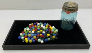 lot 163 image: Vintage Marbles (Some Glow Under UV Light)