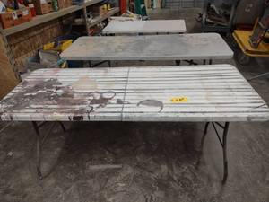 lot 264 image: (3) Poly Folding Tables...