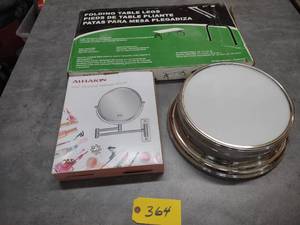 lot 364 image: Table Legs, Make-Up Mirror, & Light...