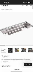 lot 151A image: Kohler 23652NA Stainless Steel Sink...