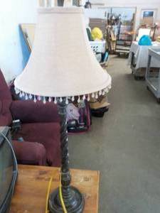 lot 13 image: French Verdi Lamp with Shade 33...
