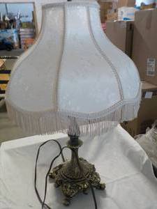 lot 14 image: Heavy Brass Lamp with Shade 29...