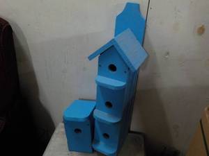 lot 51 image: 2 Painted Birdhouses 31 and 12 ta...