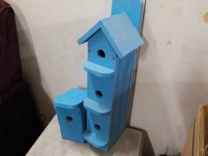 lot 52 image: 2 Painted Birdhouses 31 and 12 ta...