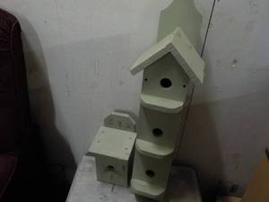 lot 54 image: 2 Painted Birdhouses 31 and 12 ta...