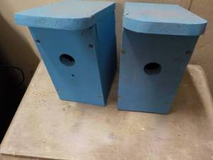 lot 59 image: 2 Painted Birdhouses 31 and 12 ta...