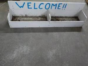 lot 80 image: Wood Welcome Planter 48 x 11 x 13...