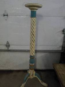 lot 94 image: Wood Carved Plant StandCandle Hold...