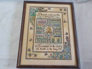 lot 112 image: Framed Cross Stitch 10 x 13...